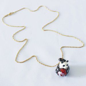 Joan Rivers Panda Bear w/ Cloisonne' Bead Necklace